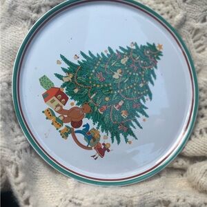 Signature Holiday Tree Plate with Green and Red Accents
